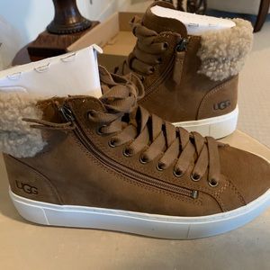 NWT UGG brand sneakers with fur trim